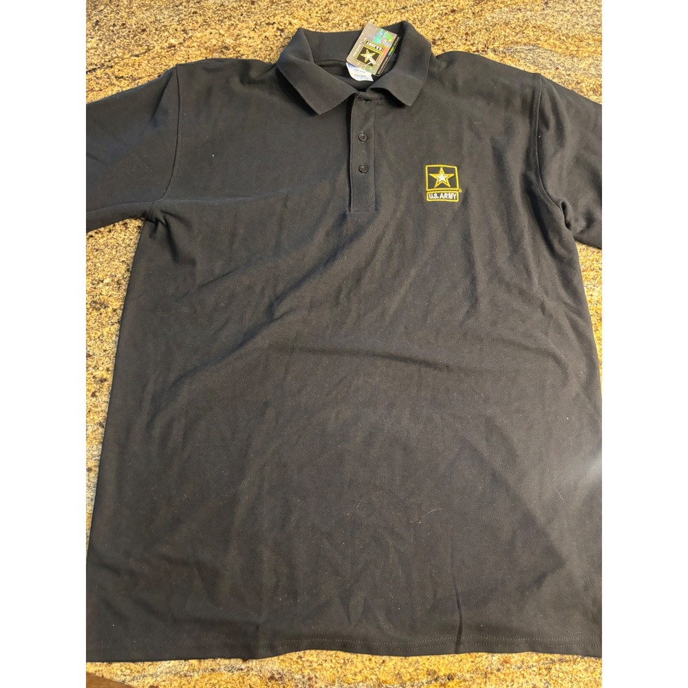 NWT Port & Company U.S.‎ Army Black Polo Shirt Men's Size L Official Licensed